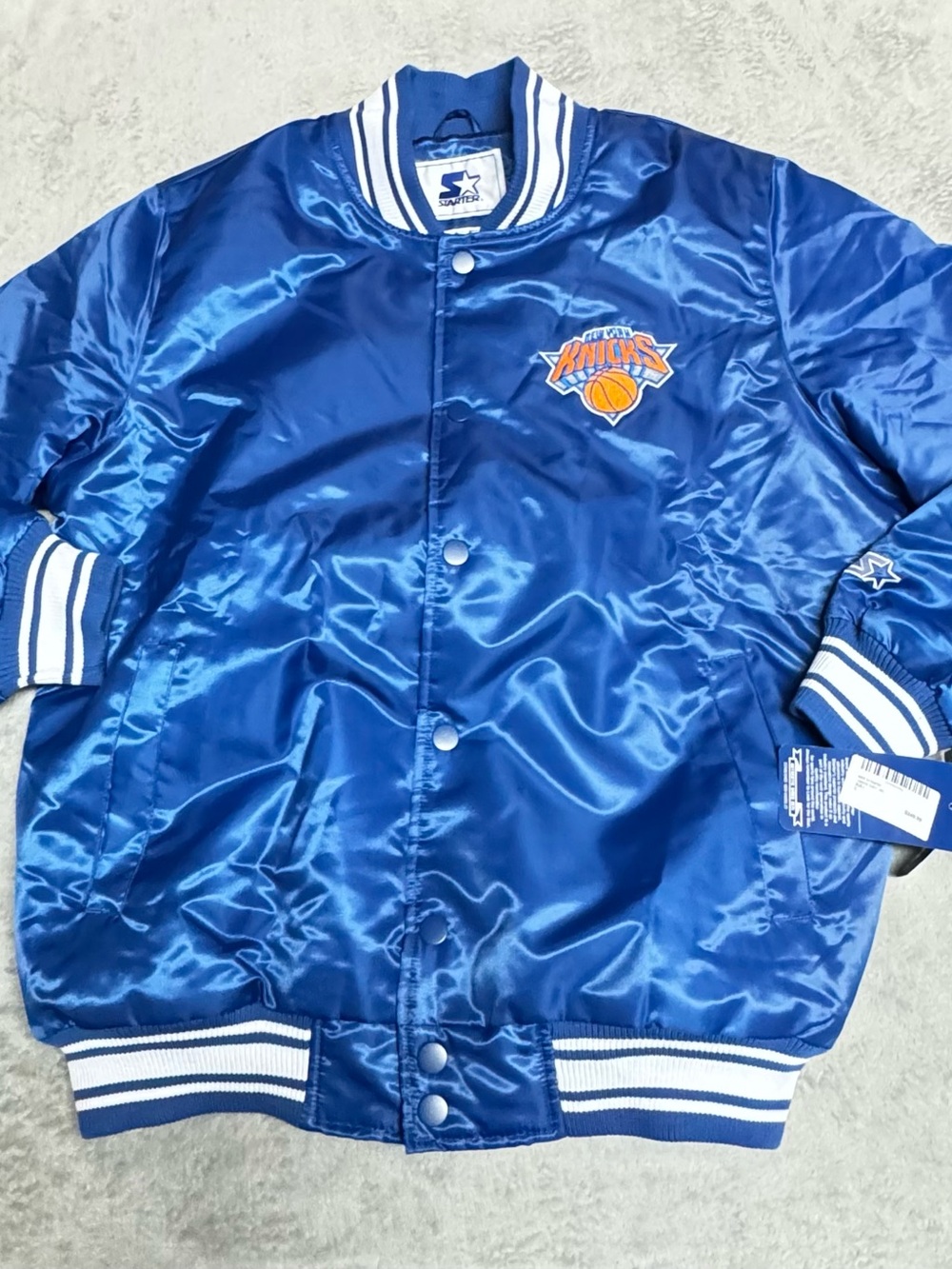 NWT New York Knicks Satin Starter Jacket Size Large. Big Team Spellout . 🔥🔥🔥